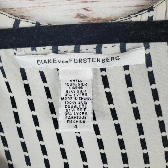 Diane Von Furstenberg DVF Womens Size 4 "Chiara" Toile Printed Silk Blouse Top - Picture 7 of 10